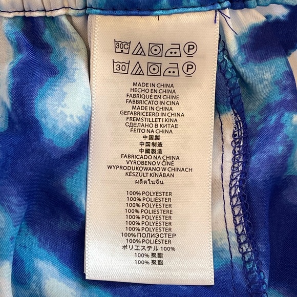 Michael Kors Blue and White Watercolor Tie Dye Lightweight Drawstring Pant - Picture 7 of 11